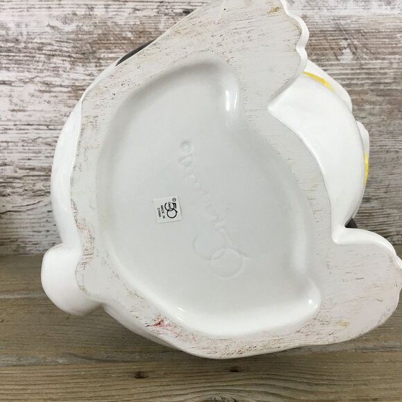 Dept 56 Ceramic Black and White Easter Bunny Cookie Jar With Egg Backpack - Picture 7 of 8